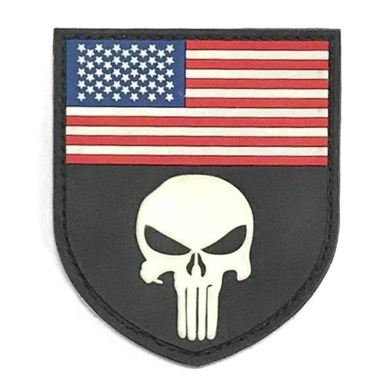 PUNISHER with US Flag Patch, White