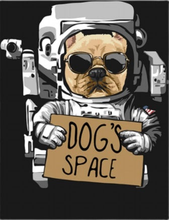 Dog Space Casual Short Sleeve T-Shirt Black