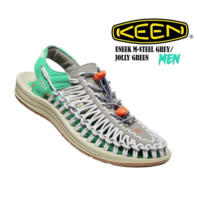KEEN UNEEK Men's Steel Grey/Jolly Green Sandals