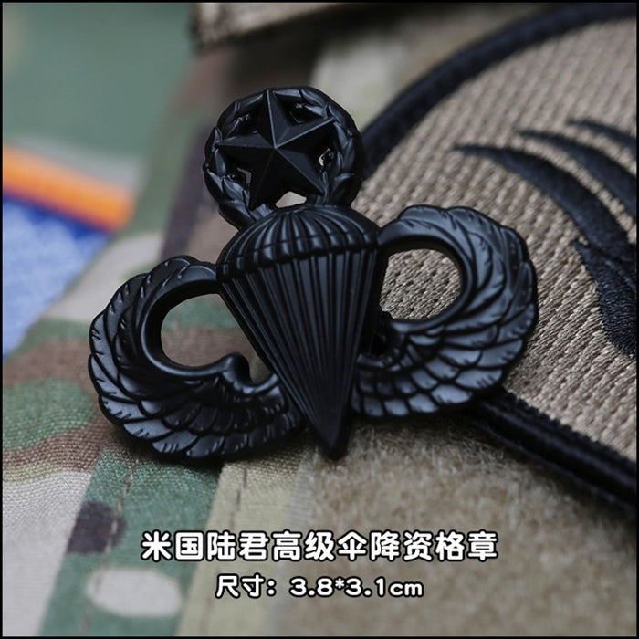 US Advance Airborne Wing Pin Badge Matt Black
