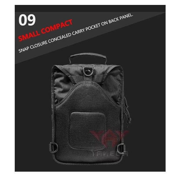 YAKEDA outdoor waterproof walking sling bag with concealed gun holster design mens small tactical shoulder chest bag - KHAKI