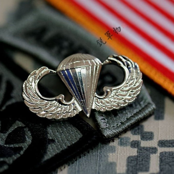 US Basic Airborne Wing Pin Badge Silver