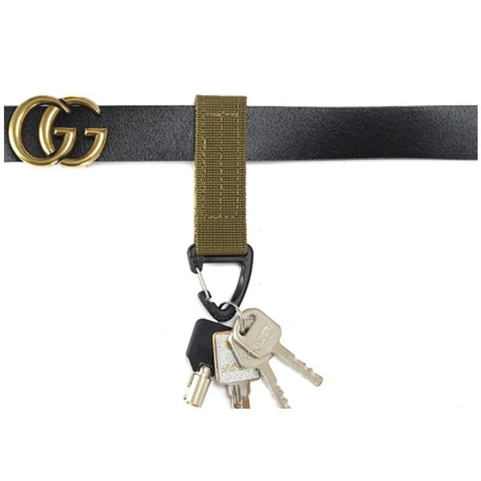 Outdoor keychain MOLLE webbing triangle velcro hanging buckle special service belt hook - BLACK