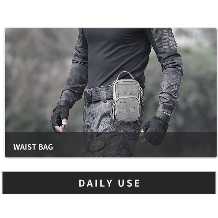Yakeda waterproof outdoor men sport outdoor pack combat utility belt waist molle small pouch sling tactical shoulder bag - GREY