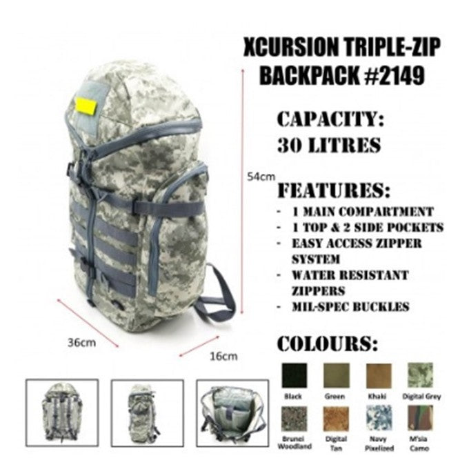 Xcursion Triple-Zip Backpack , Digital Tan