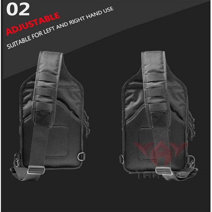 YAKEDA outdoor waterproof walking sling bag with concealed gun holster design mens small tactical shoulder chest bag - KHAKI