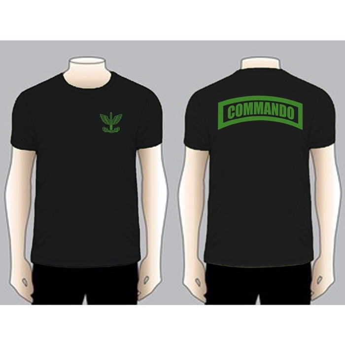 COMMANDO Black Unit T-shirt, Green on Black