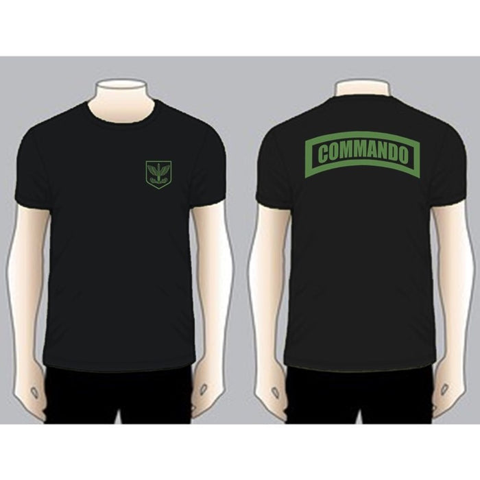 COMMANDO Black Unit T-shirt, Olive Green on Black