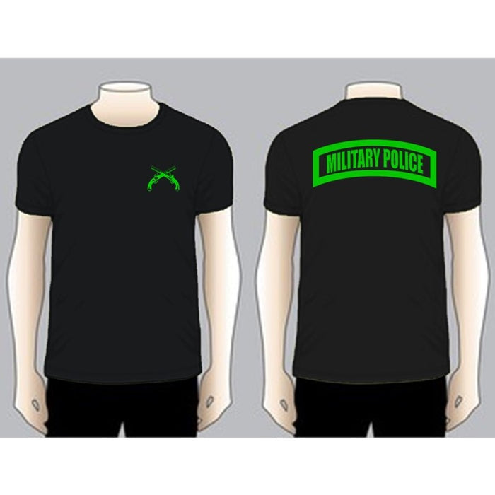 MILITARY POLICE Black Unit T-shirt, Green on Black