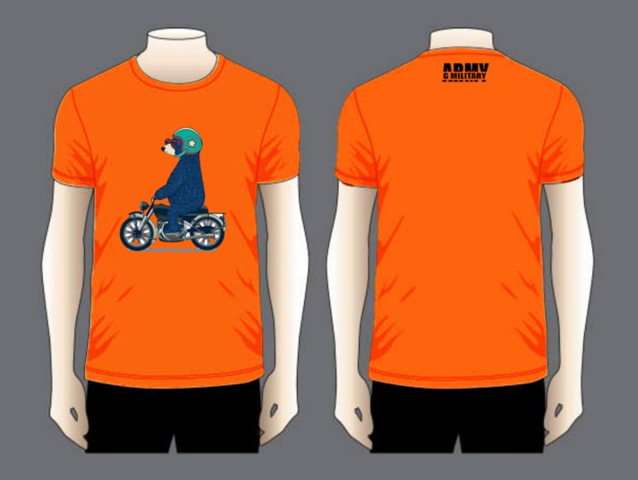 Cool Biker Bear Casual Short Sleeve T-Shirt Orange