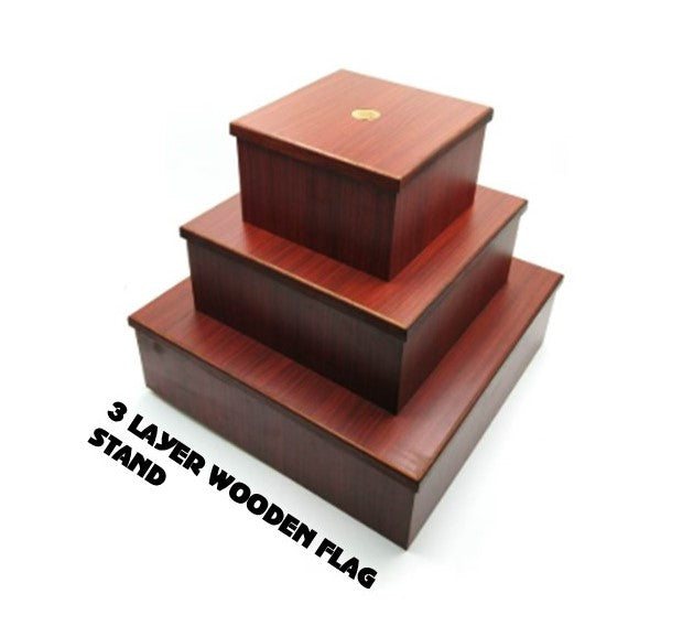 (Get a quote) 3 LAYER WOODEN FLAG STAND