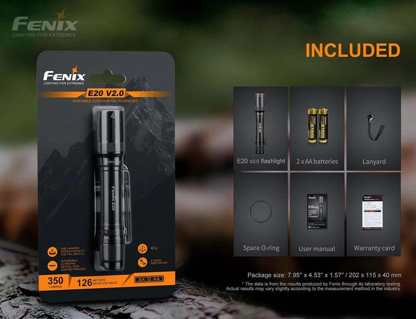 fenix 2 aa flashlight Fenix E20 V2.0 AA Flashlight — G MILITARY