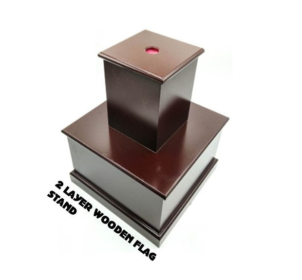 (Get a quote) 2 LAYER WOODEN FLAG STAND