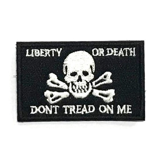 Skull - LIBERTY or DEATH, Dont Tread On Me Patch, Black