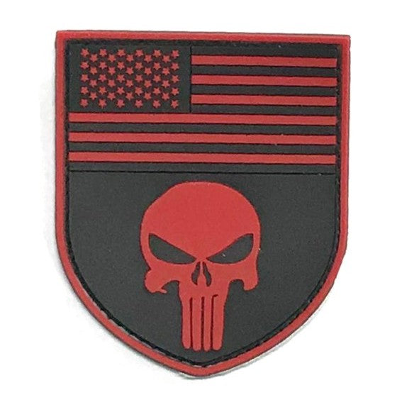 PUNISHER with US Flag Patch, Red