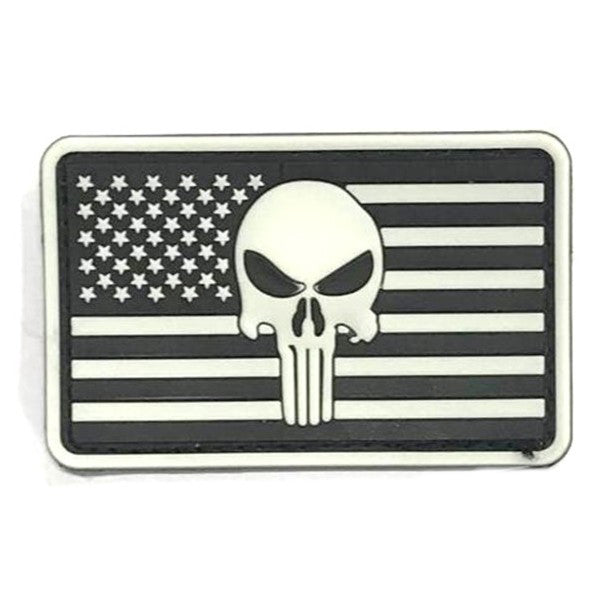 Punisher in US Flag Rd.E Patch, White