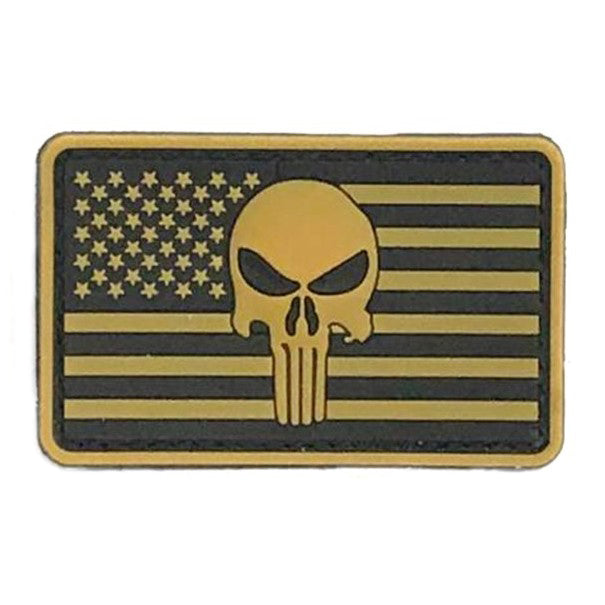 Punisher in US Flag Rd.E Patch, Khaki