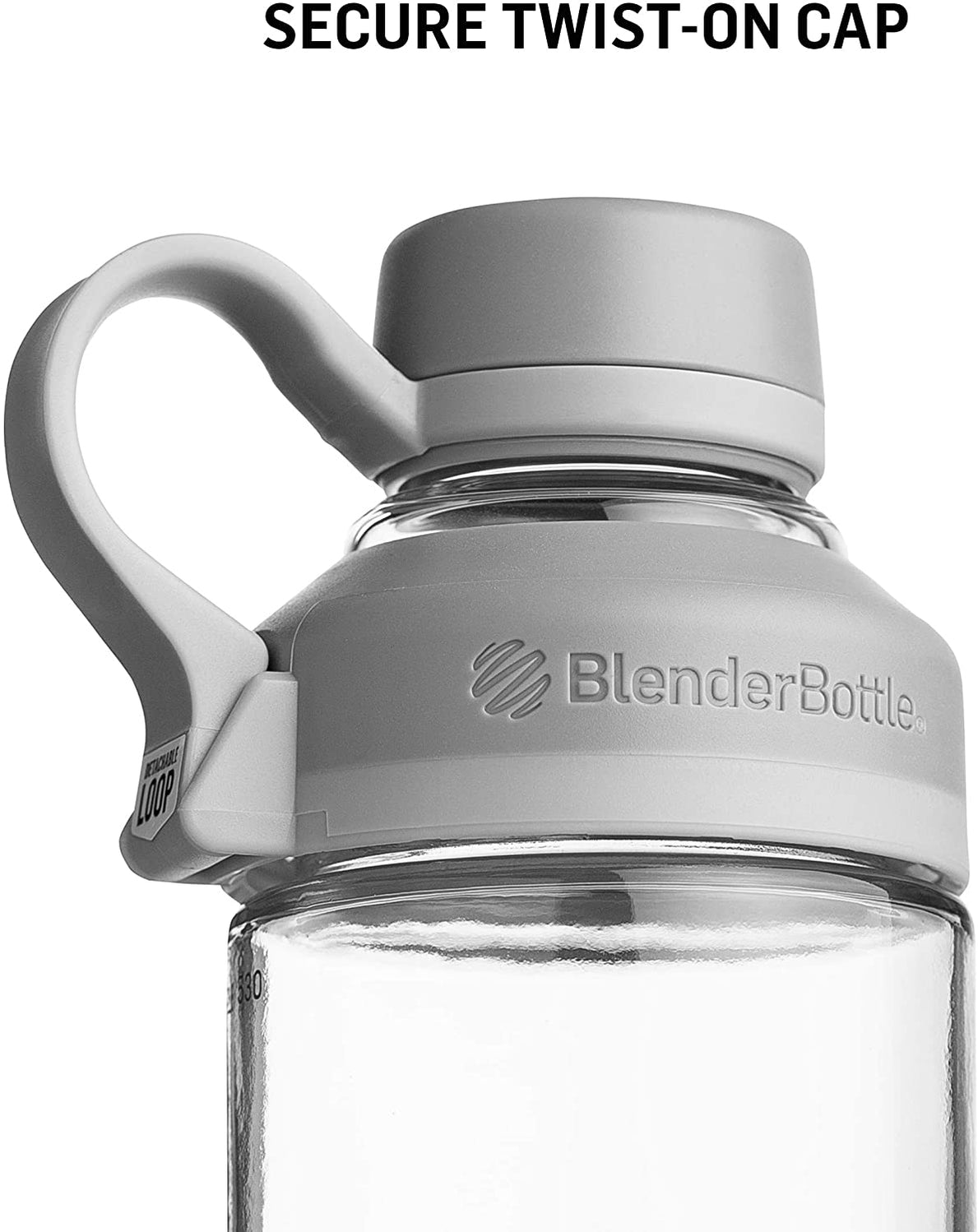 BlenderBottle Mantra Glass Shaker Bottle 20oz. Pebble Grey — G