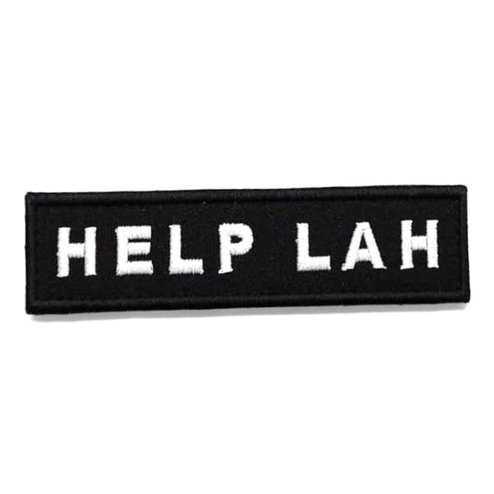 HELP LAH Patch, White on Black