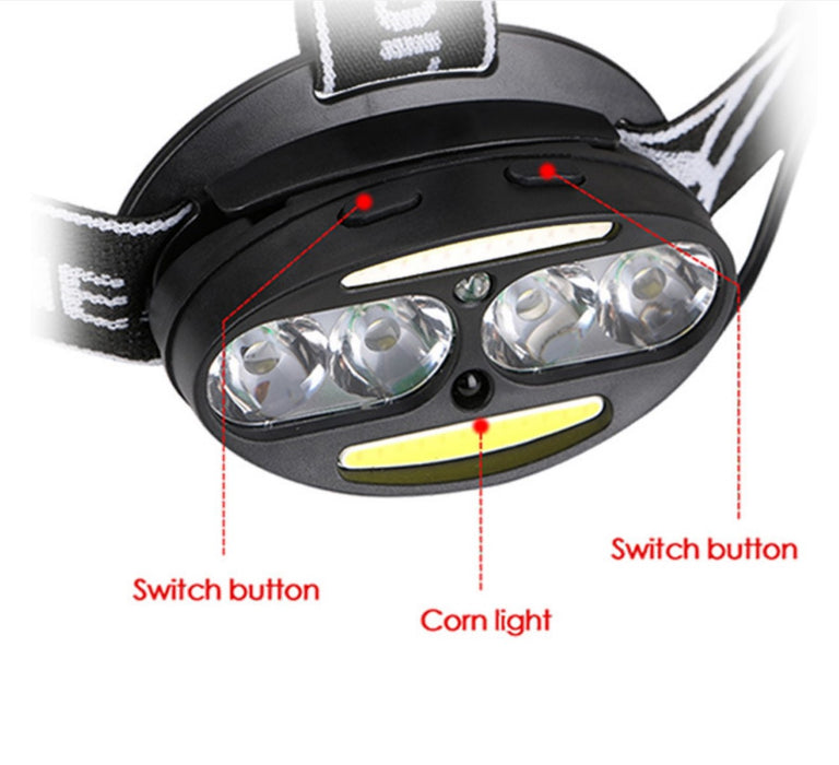 Cross-border Motion Activated 4T6/2COB Multi-LED Outdoor Headlamp