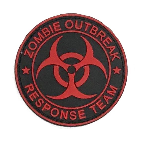 Biohazard - Zombie Ourbreak.Response Team Patch, Red on Black