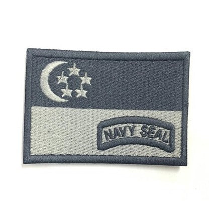 Singapore Flag - NAVY SEAL Patch : Grey-Grey.B