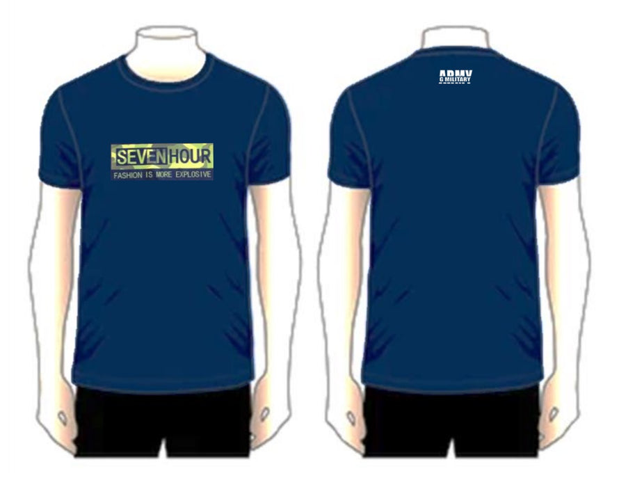 SEVEN HOUR Casual Short Sleeve T-Shirt Navy Blue