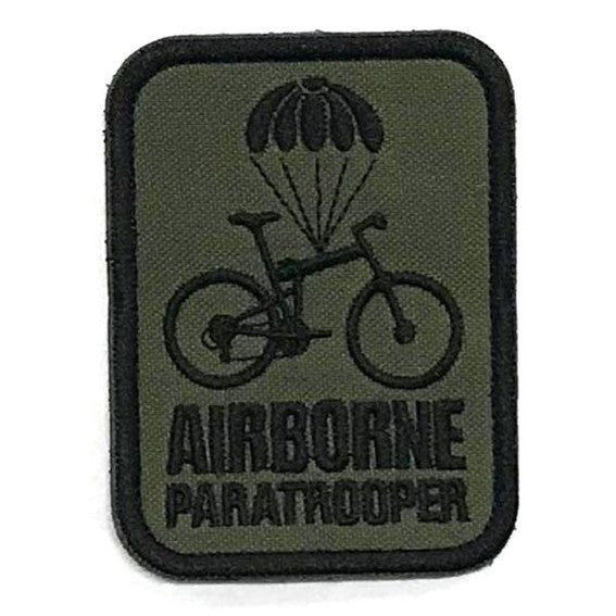 AIRBORNE Paratrooper Patch, Black on Dark Green