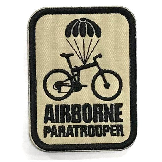 AIRBORNE Paratrooper Patch, Black on Khaki