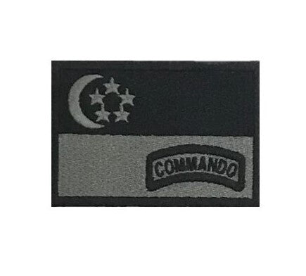 Singapore Flag Unit Patch Black/Grey with Velcro