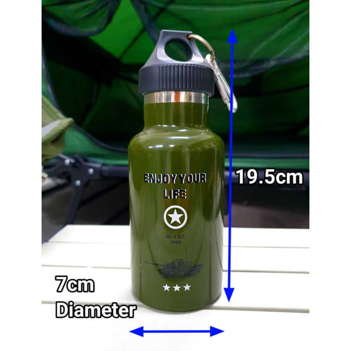 Outdoor Stainless Steel Army Bottle 350ml