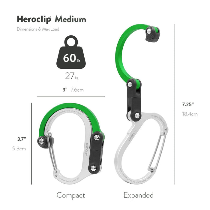 HEROCLIP CARABINER MEDIUM - GREEN MACHINE