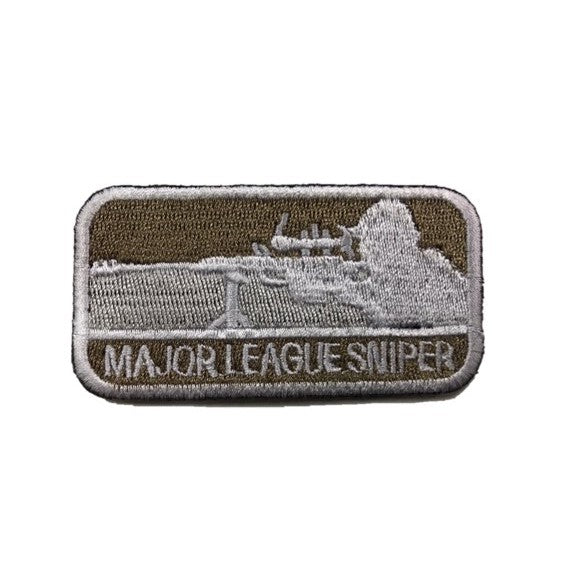 Major League Sniper Patch, Morale Patch, with Velcro – Khaki / white