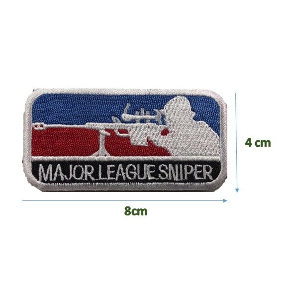 Major League Sniper Patch, Morale Patch, with Velcro – Khaki / white
