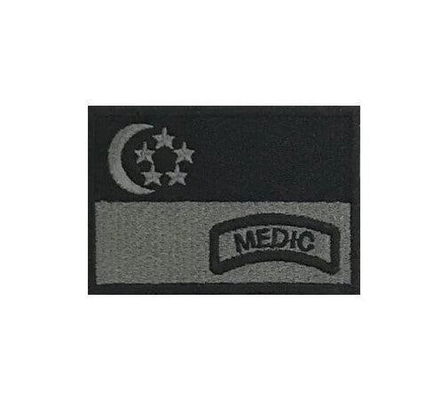 Singapore Flag Unit Patch Black/Grey with Velcro