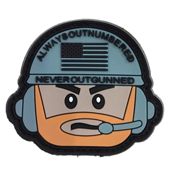 Never out Gunned Rubber Patch, Morale Patch, with Velcro - Grey / Grey