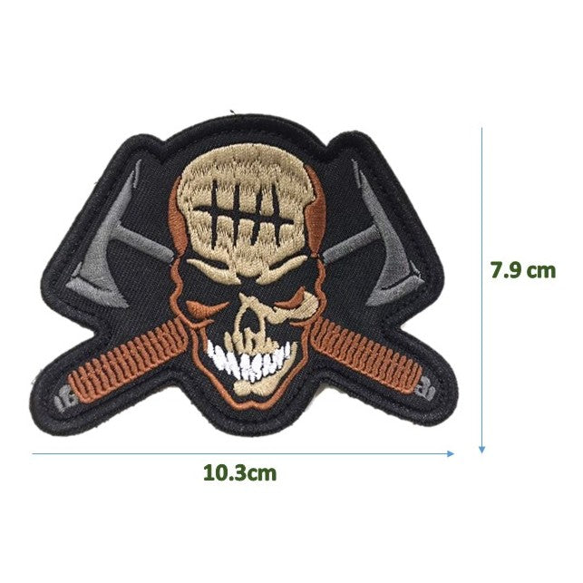 Skull Axe Crosser Patch, Morale Embroidery Patch, with Velcro