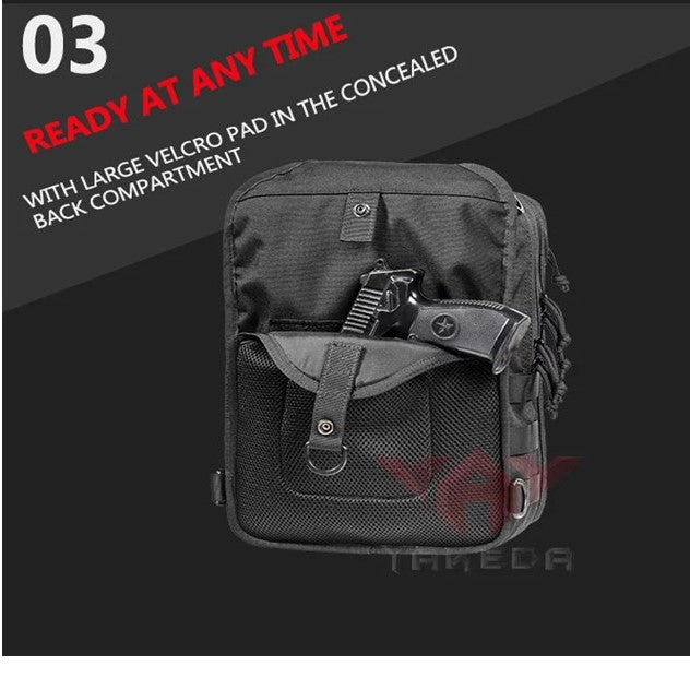 YAKEDA outdoor waterproof walking sling bag with concealed gun holster design mens small tactical shoulder chest bag - GREY