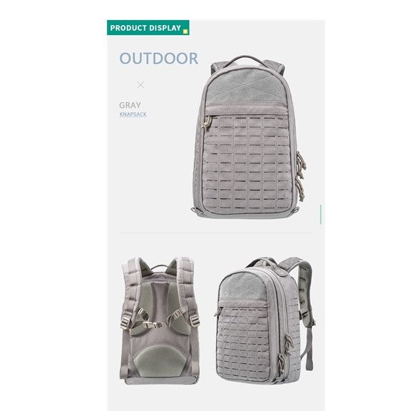 YAKEDA fashion stylish leisure travel EDC outdoor laser cut MOLLE bulletproof mens waterproof laptop bag pack day backpack - GREY