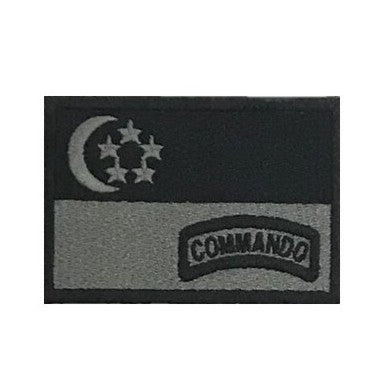 Singapore Flag - COMMANDO Patch : BLACK - GREY