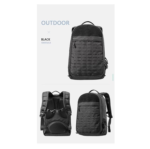 YAKEDA fashion stylish leisure travel EDC outdoor laser cut MOLLE bulletproof mens waterproof laptop bag pack day backpack - BLACK