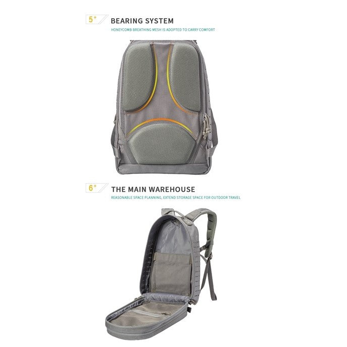 YAKEDA fashion stylish leisure travel EDC outdoor laser cut MOLLE bulletproof mens waterproof laptop bag pack day backpack - GREY