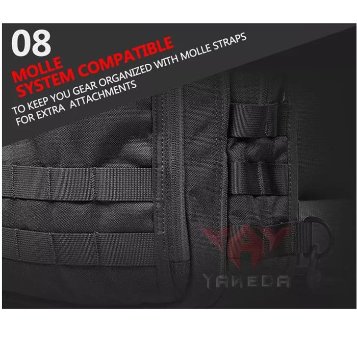 YAKEDA outdoor waterproof walking sling bag with concealed gun holster design mens small tactical shoulder chest bag - BLACK