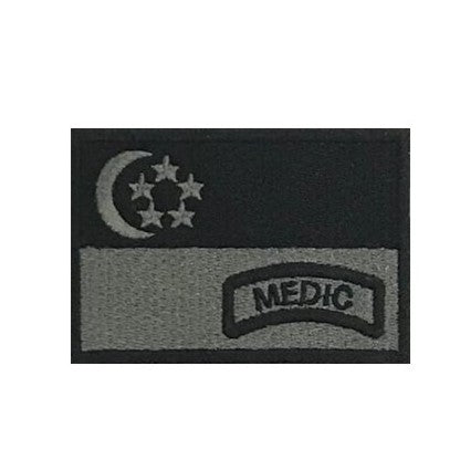 Singapore Flag - MEDIC Patch : BLACK - GREY