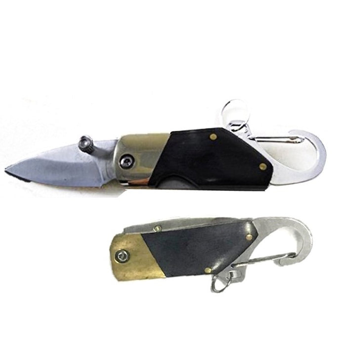 Small Travel Single Blade Pocket Knife with Carabiner Hook