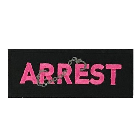 ARREST Patch, White on Pink