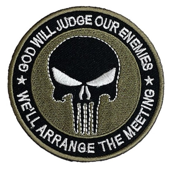 God will Judge, Punisher Embroidery Velcro Badge OD Green