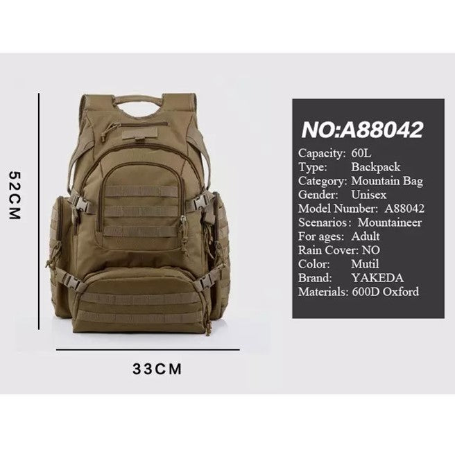 Yakeda large capacity durable military outdoor camping travel tactical shoulder backpack , Camo