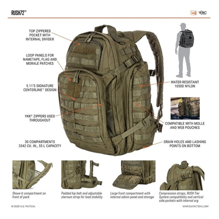 RUSH72™ BACKPACK 55L , Flat Dark Earth