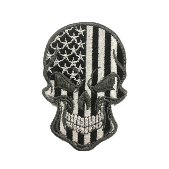 US Skull Embroidery Patch Black / White